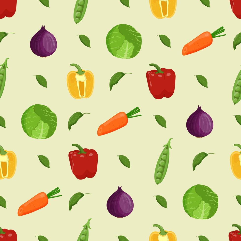 groenten naadloos patroon. vegetarisch eten, gezond eetconcept. platte vectorillustratie vector