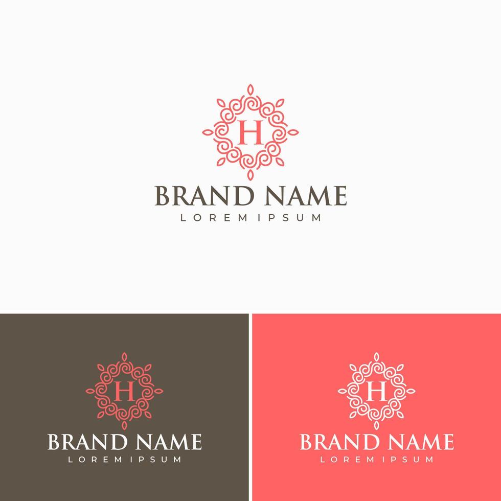 floral heraldische luxe cirkel logo sjabloon in vector voor restaurant, royalty's, boetiek, café, hotel, sieraden, mode en andere vectorillustratie