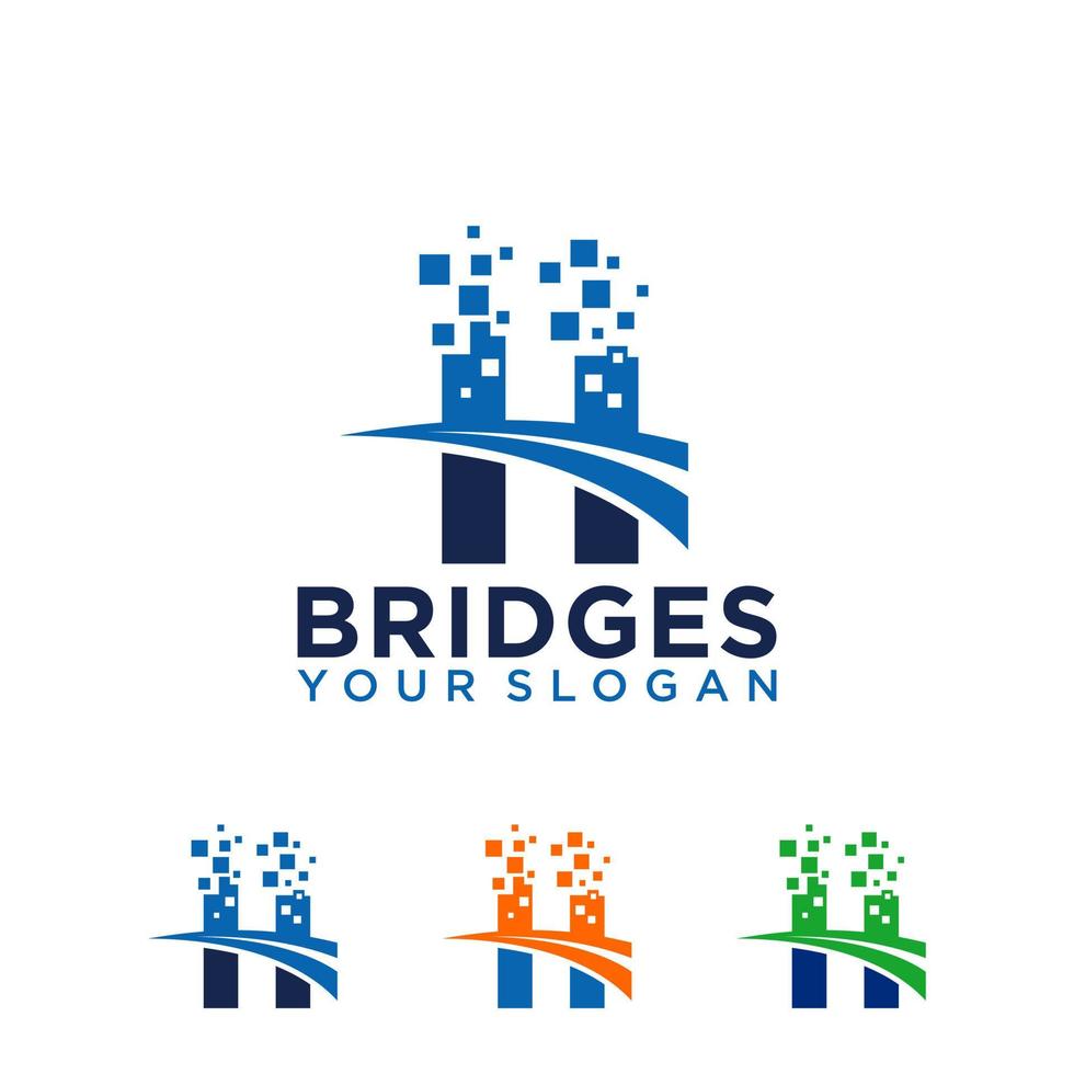 pixel brug logo vector ontwerpsjabloon