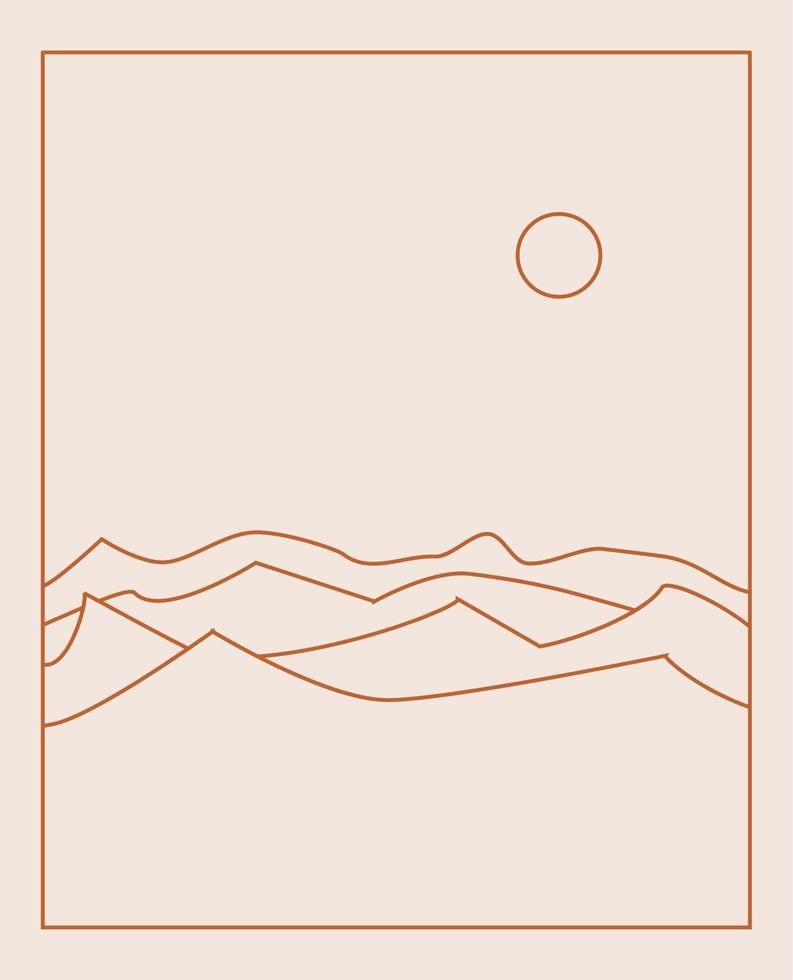 boho landschapslogo's in trendy minimalistische voeringstijl vector