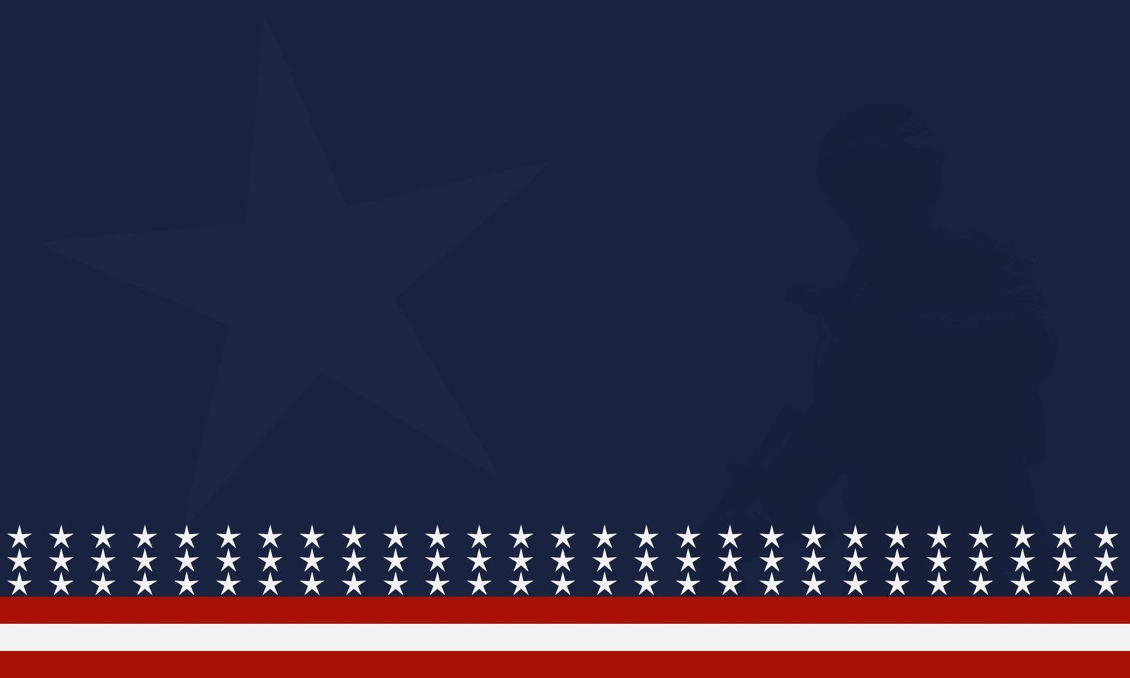 Amerikaanse vlag met silhouet van een veteraan soldaat, en kopieer ruimte. geschikt om op inhoud met dat thema te worden geplaatst. vector