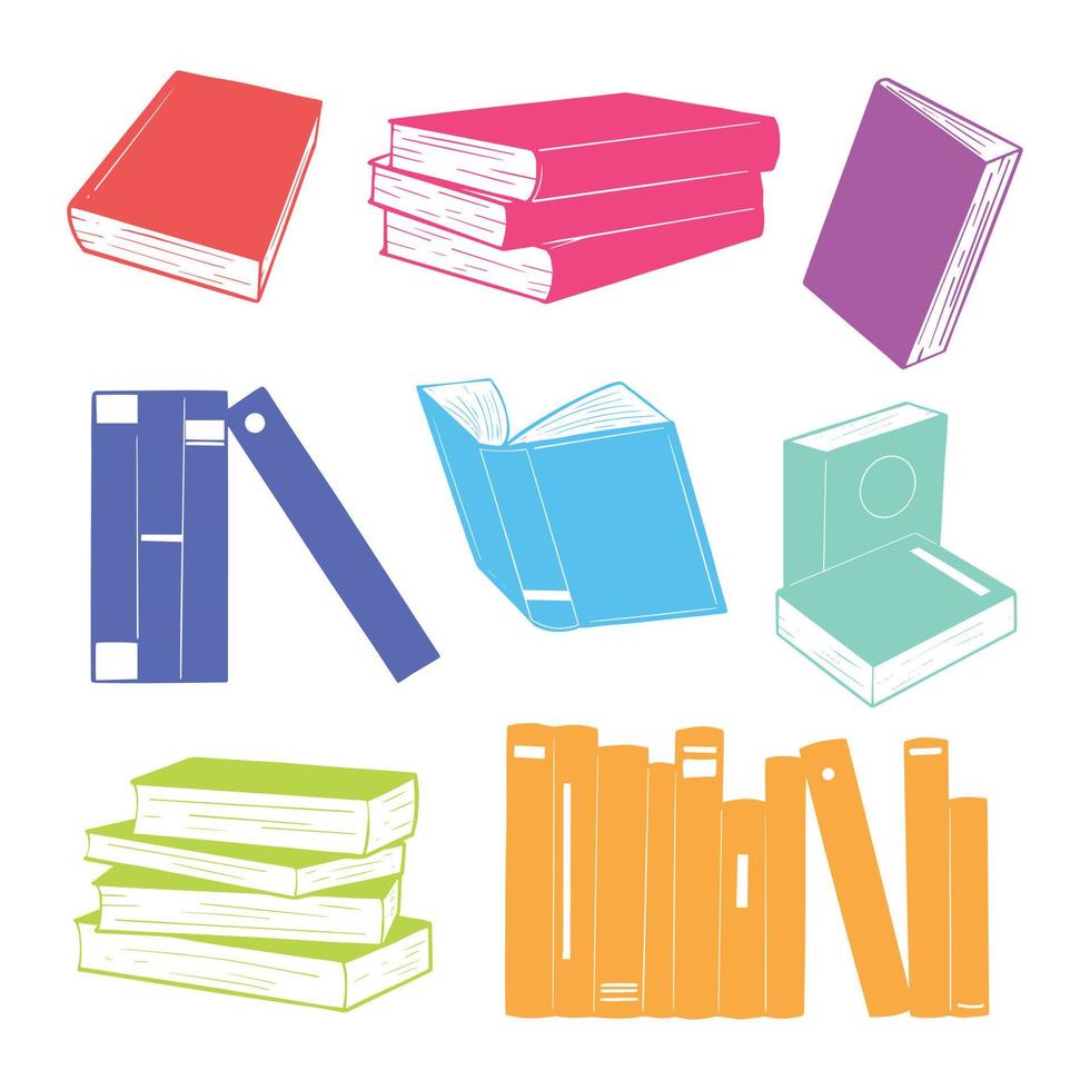 collectie handgetekende boeken doodle illustratie voor stickers poster etc vector