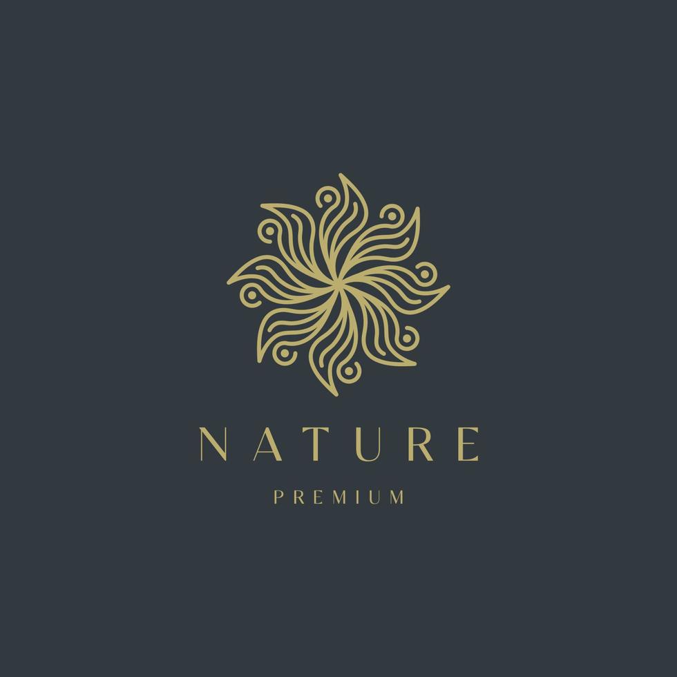 luxe natuur bloemen blad ornament logo pictogram ontwerpsjabloon. goud, elegant, schoonheid, spa, yoga, cosmetisch product, moderne vectorillustratie vector