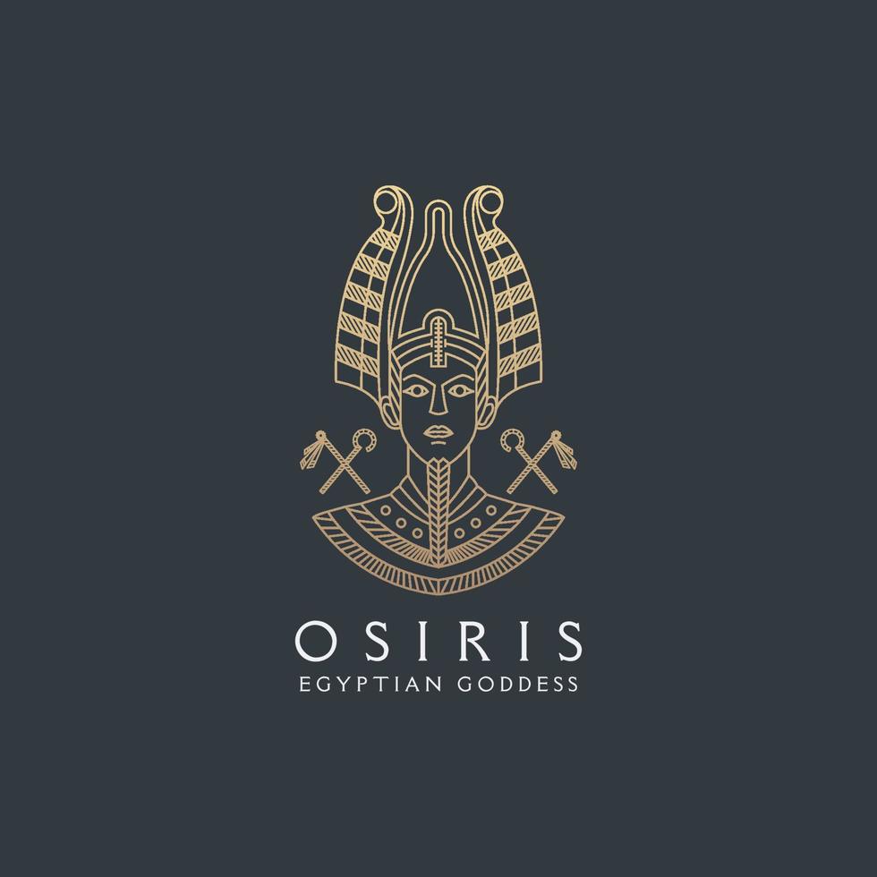 osiris Egyptische godin lijn stijl logo pictogram ontwerpsjabloon. elegante, luxe, gouden, platte moderne vectorillustratie vector