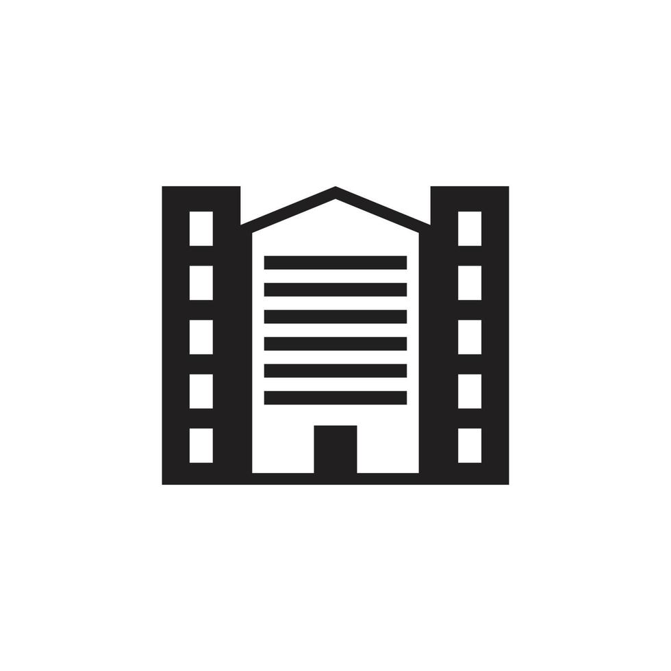 zwart gebouw vector pictogram geïsoleerd op een witte achtergrond