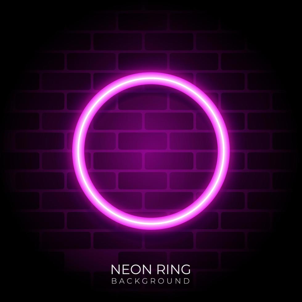 roze neon ring achtergrond op de muur vector