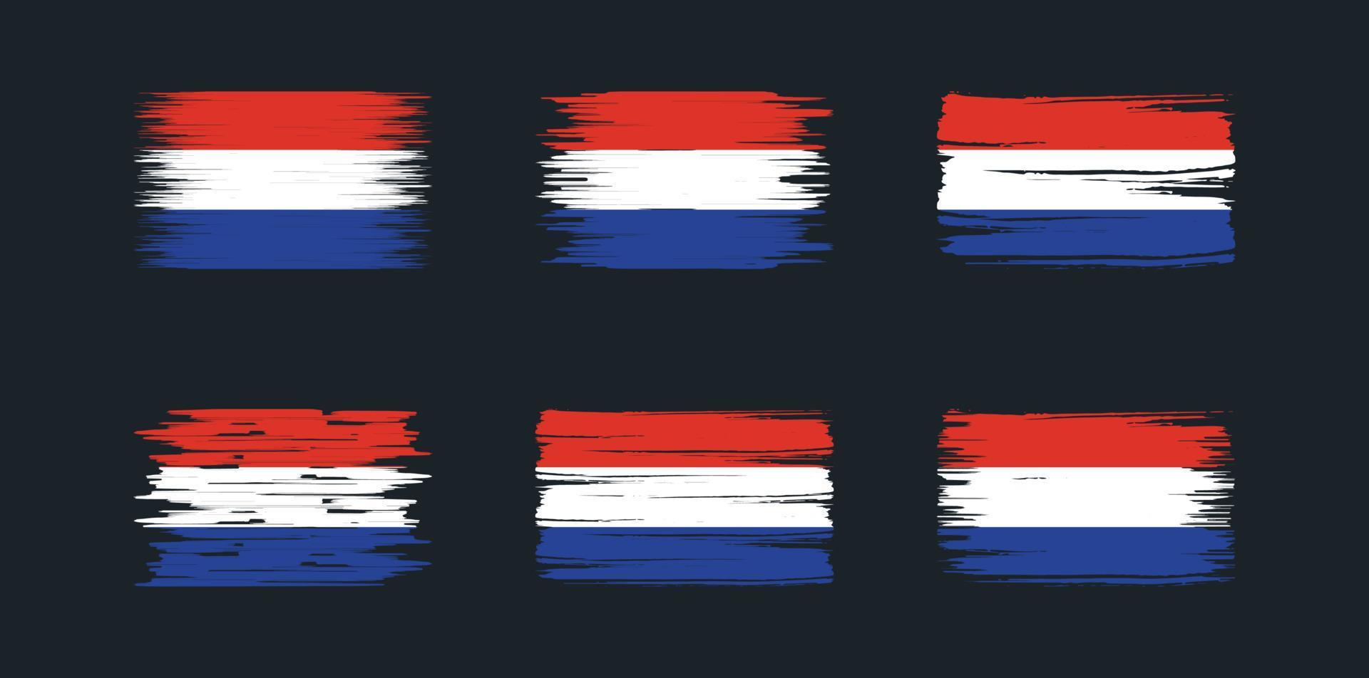 nederlandse vlag borstel collectie. nationale vlag vector