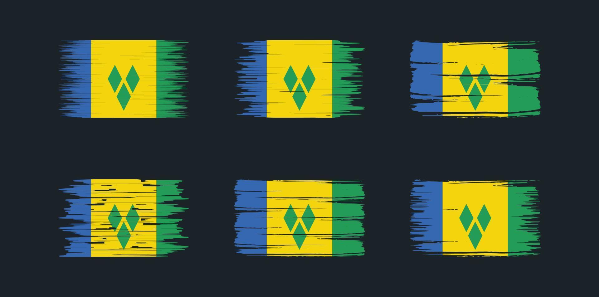 sint vincent en de grenadines vlagborstel collectie. nationale vlag vector