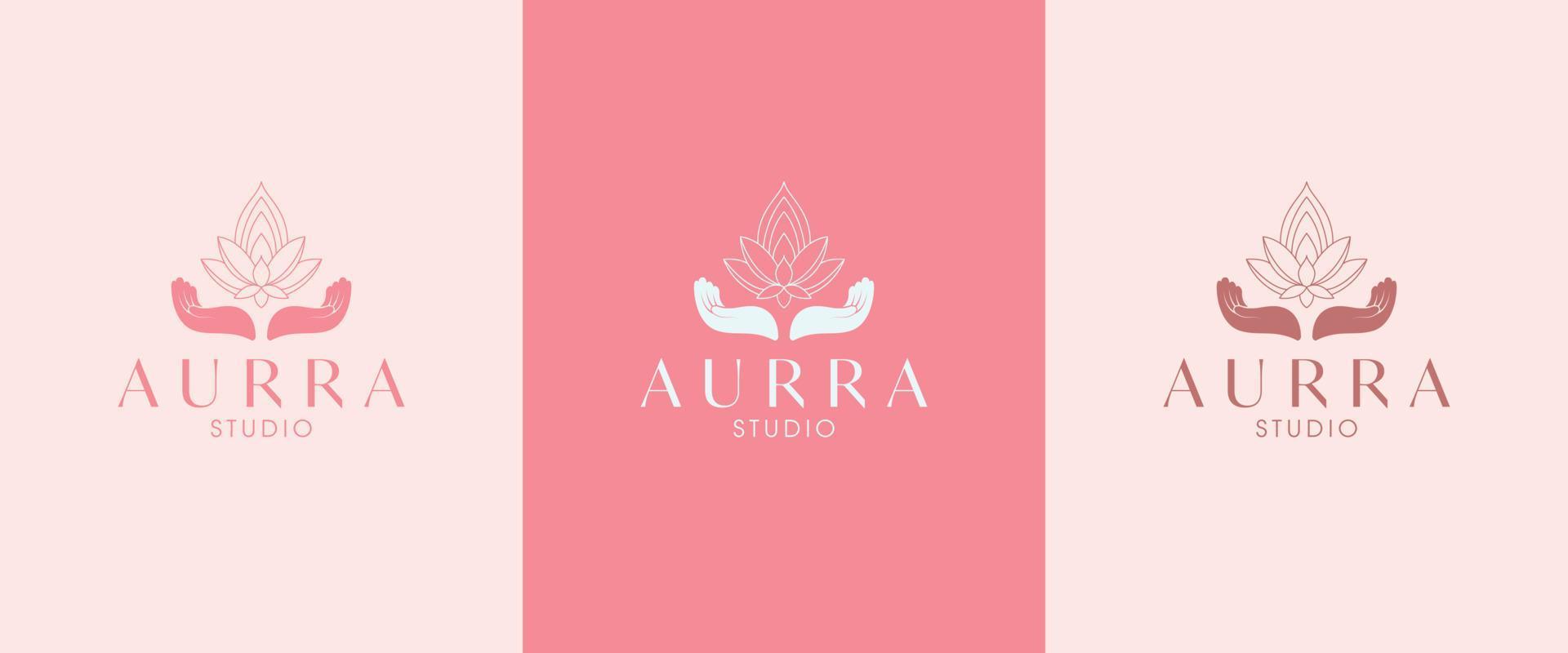 natuur logo. bloemen logo. bloem icoon. bloemen embleem. cosmetica, spa, schoonheidssalon, decoratie, boutique-logo. kruiden, blad, natuur icoon. aurra-logo-ontwerp. vector