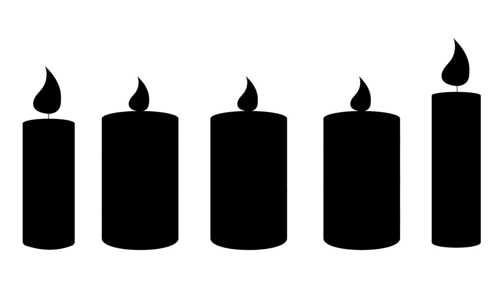 silhouet van een reeks kaarsen. brandende schattige wax en paraffine geurkaarsen.kaarsen decor voor thuis vector
