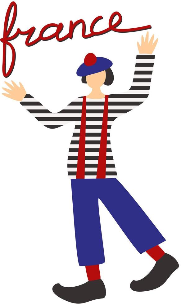 vector geïsoleerde illustratie van Franse mime.