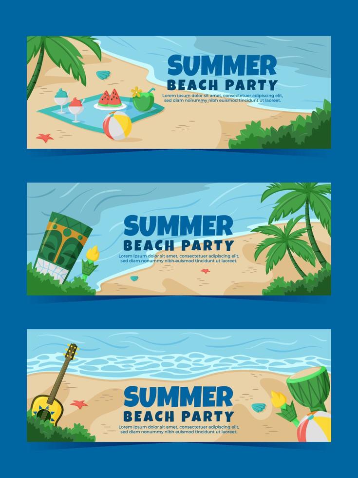 zomer strandfeest banner set vector