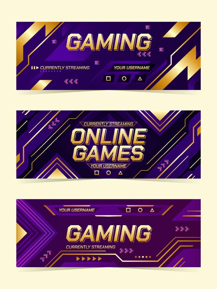 online streaming banner gaming-sjablonen set vector