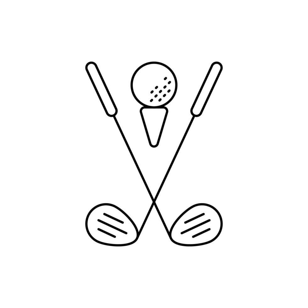 golf sport putter en tee bal icoon vector