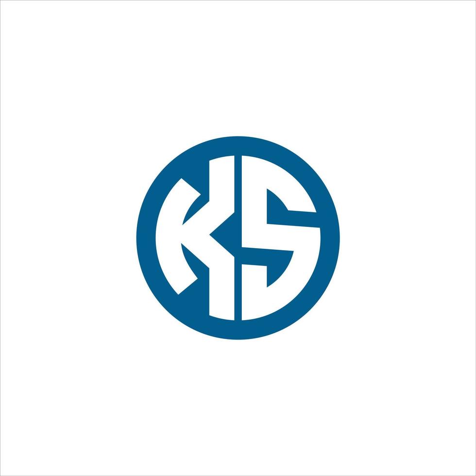 ks witte brief logo ontwerp cirkel achtergrond vector illustratie sjabloon.
