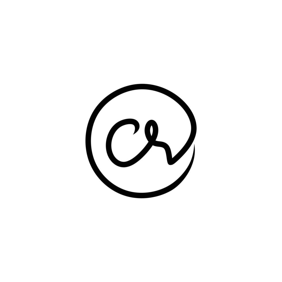 cr eerste handschrift logo ontwerp sjabloon vector. vector