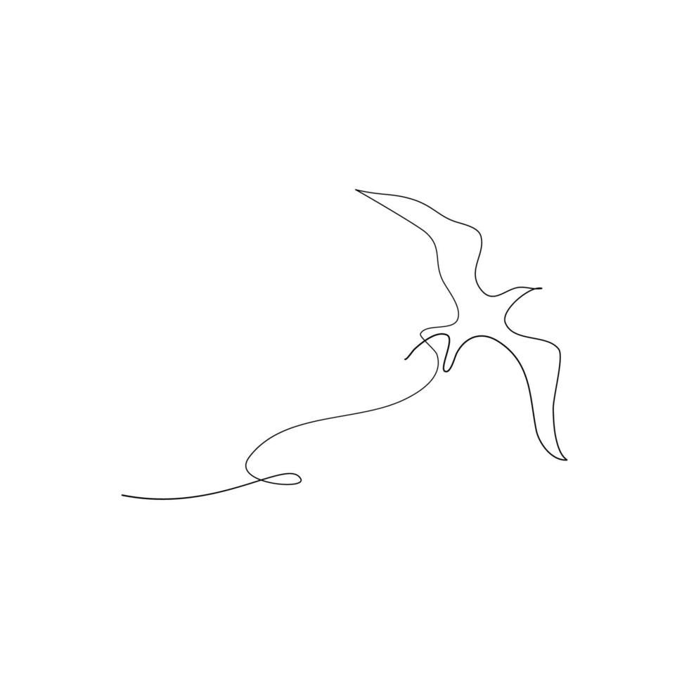 vliegende vogel doorlopende lijntekening vector