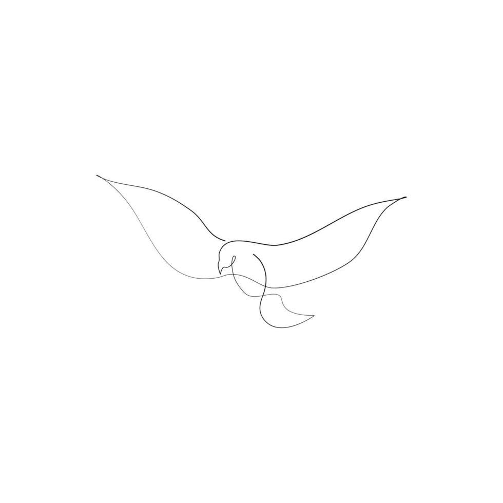 vliegende vogel doorlopende lijntekening vector