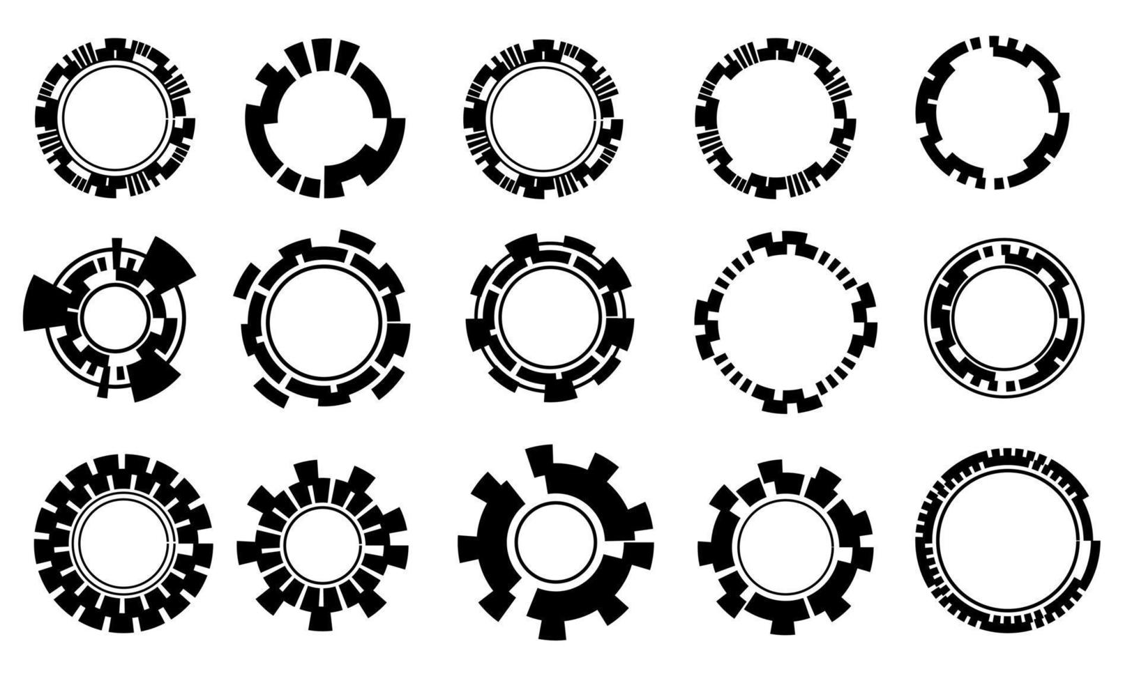 hud cirkel technologie futuristisch design collectie zwart op wit vector