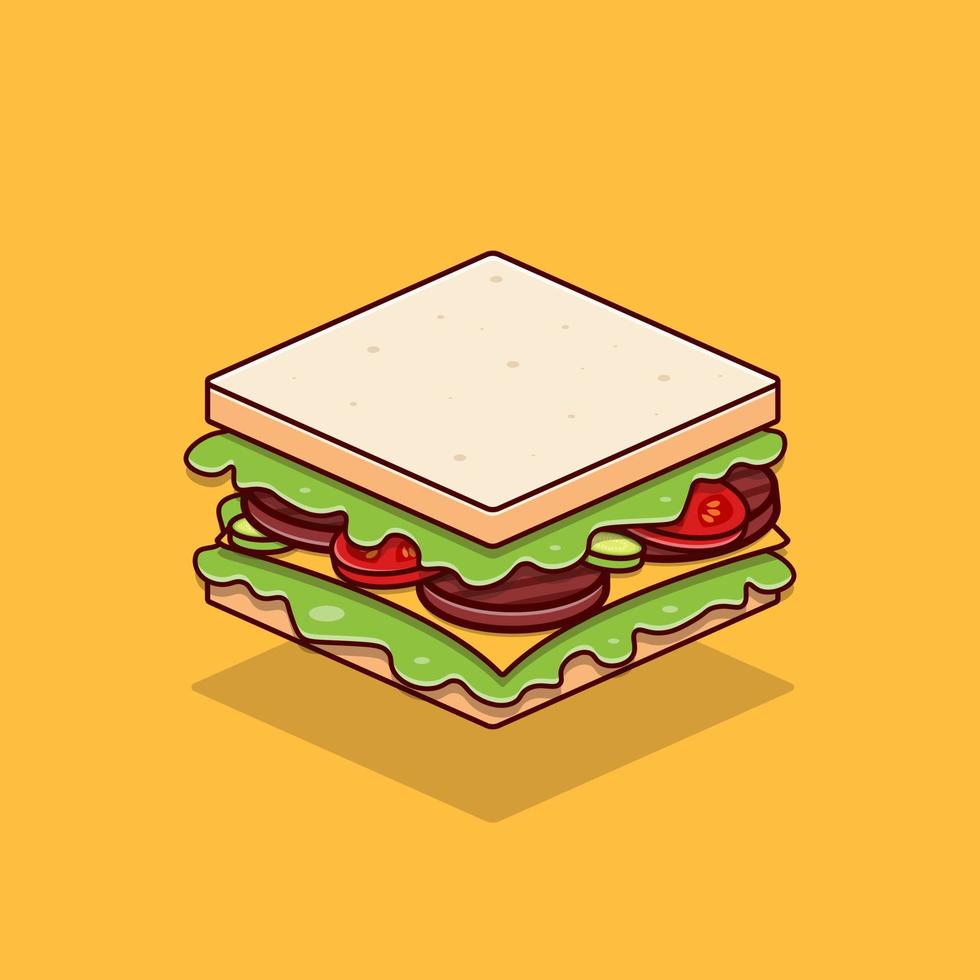 sandwich cartoon vector platte ontwerp illustratie
