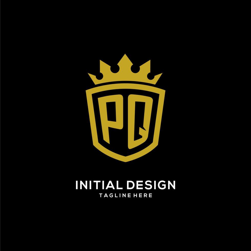 eerste pq logo schild kroon stijl, luxe elegant monogram logo ontwerp vector