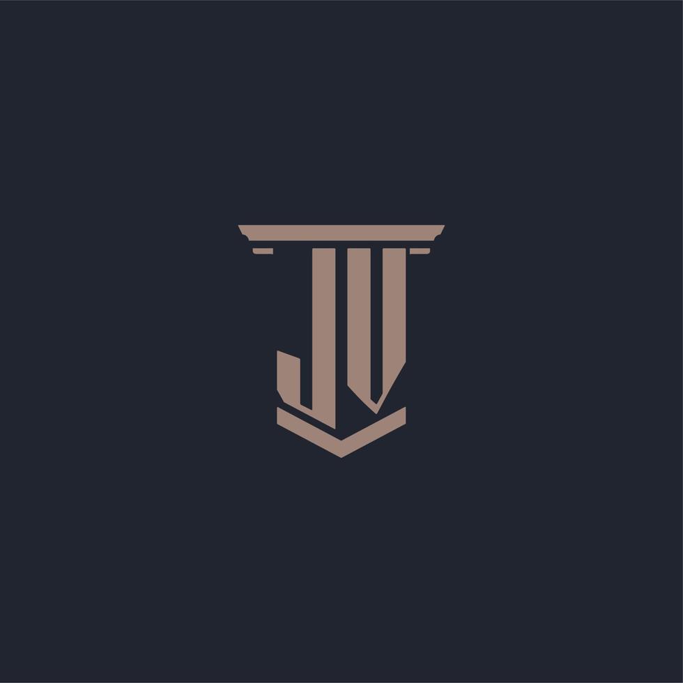 jv initieel monogram-logo met ontwerp in pilaarstijl vector