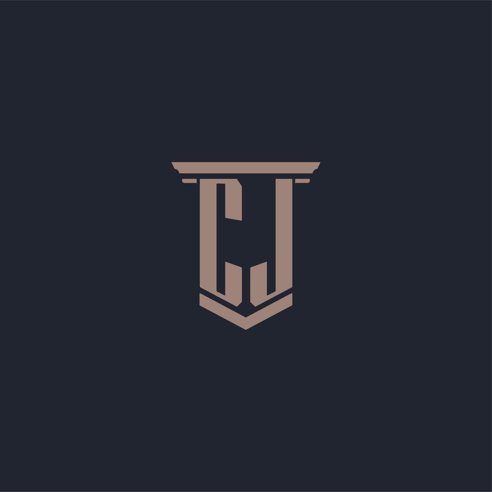 cj initieel monogramlogo met ontwerp in pilaarstijl vector