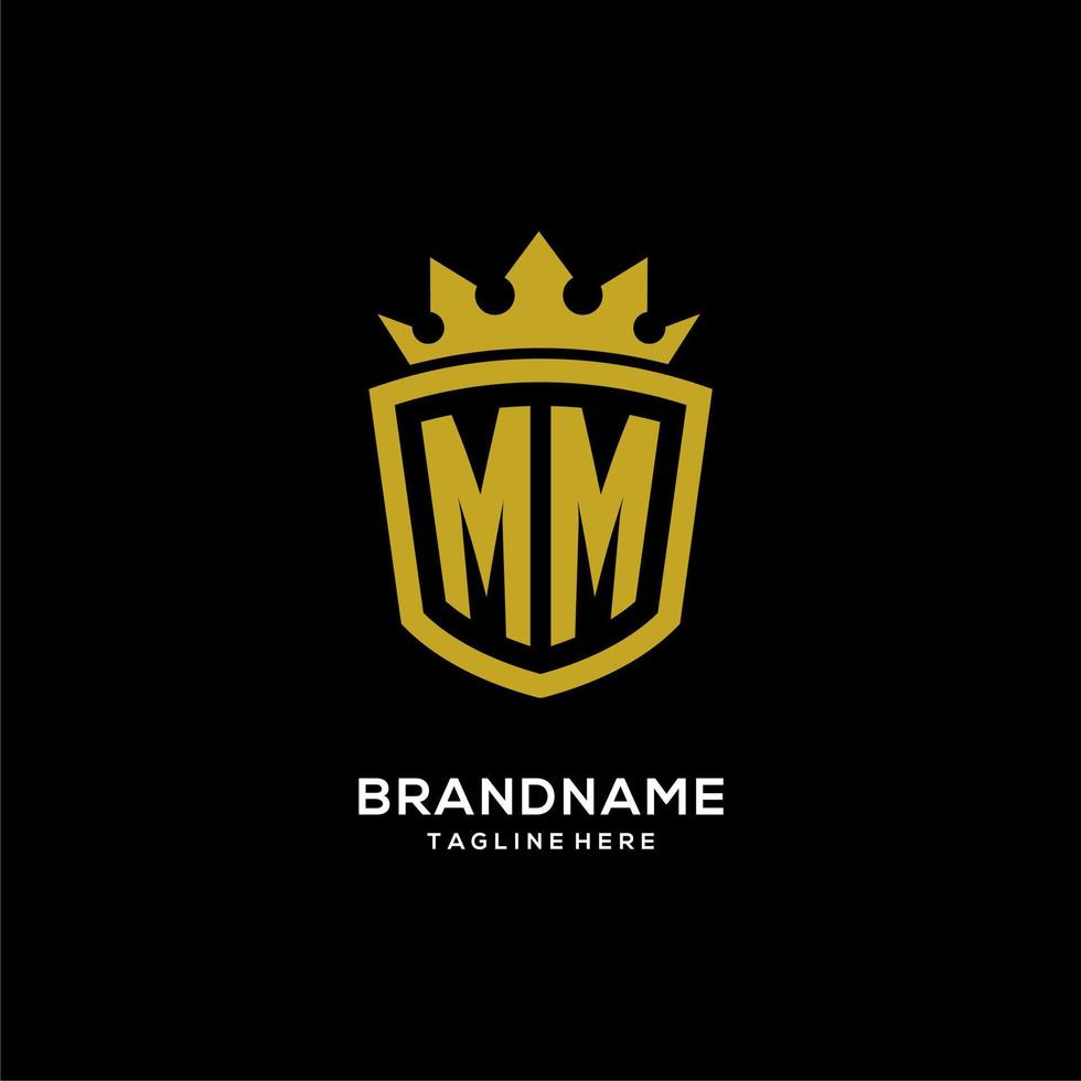 eerste mm logo schild kroon stijl, luxe elegant monogram logo ontwerp vector
