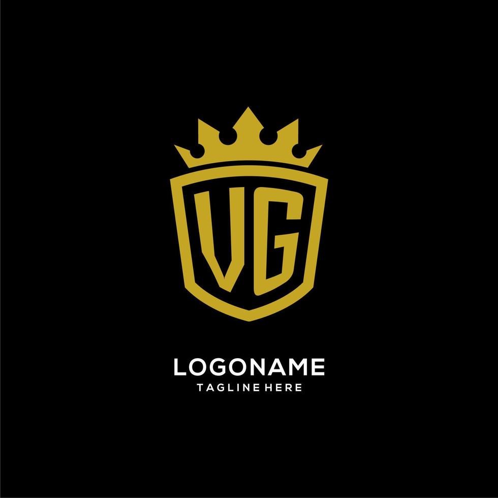 eerste vg-logo schild kroonstijl, luxe elegant monogram logo-ontwerp vector