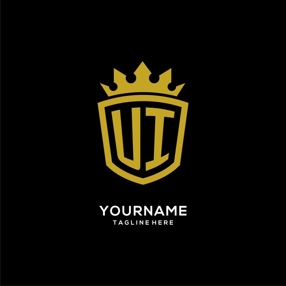 eerste ui-logo schild kroonstijl, luxe elegant monogram logo-ontwerp vector