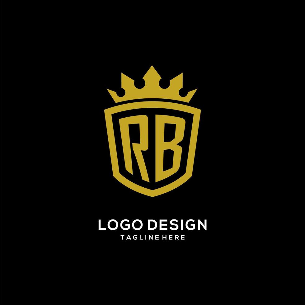 eerste rb-logo schildkroonstijl, luxe elegant monogram-logo-ontwerp vector