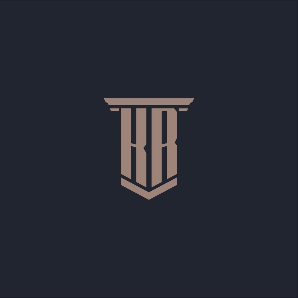 kr initieel monogram-logo met ontwerp in pilaarstijl vector