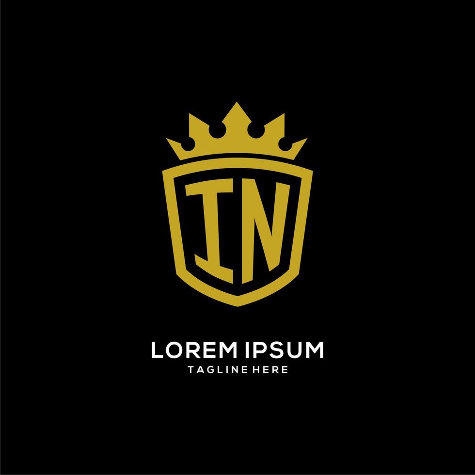 initiaal in logo schild kroonstijl, luxe elegant monogram logo-ontwerp vector