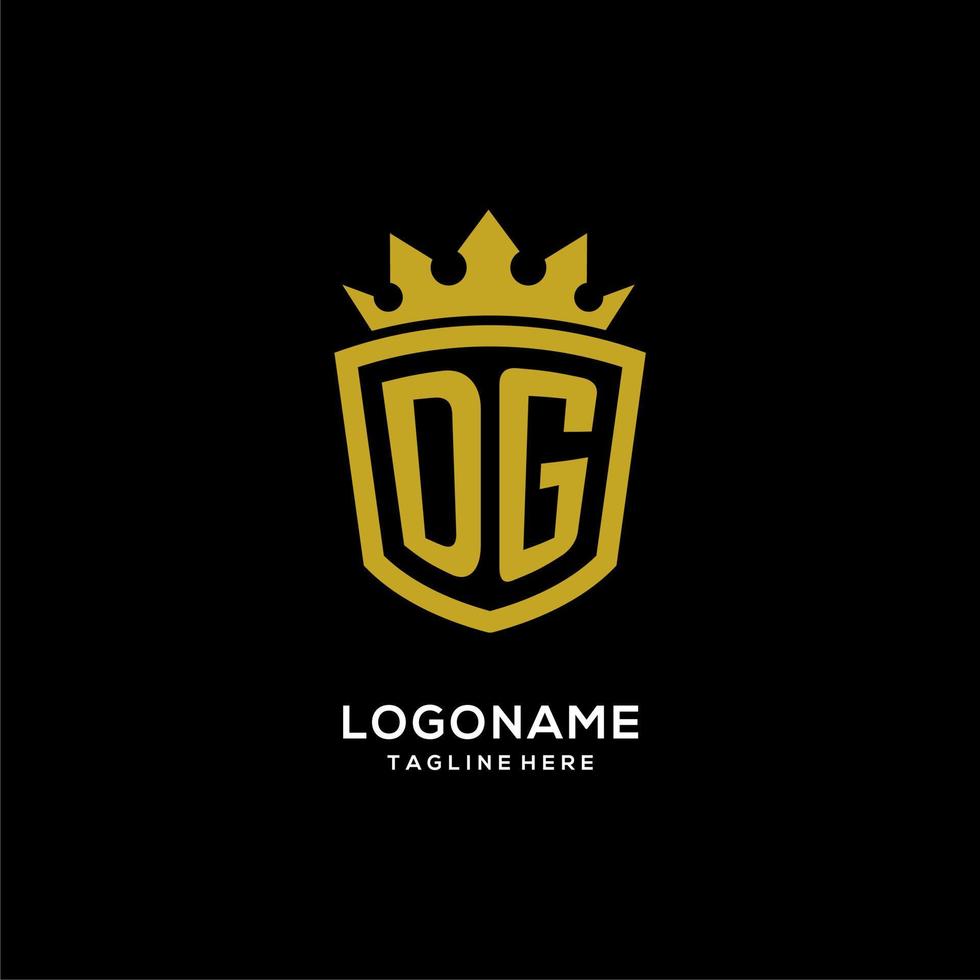 eerste dg-logo schildkroonstijl, luxe elegant monogram logo-ontwerp vector