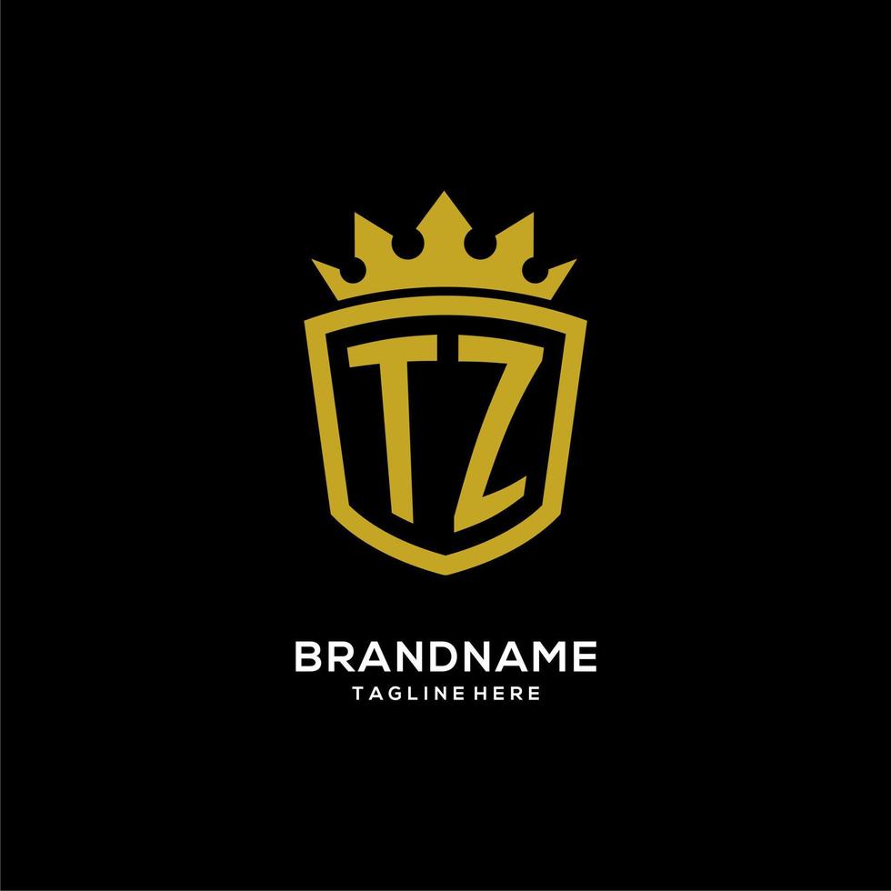 eerste tz-logo schild kroonstijl, luxe elegant monogram logo-ontwerp vector