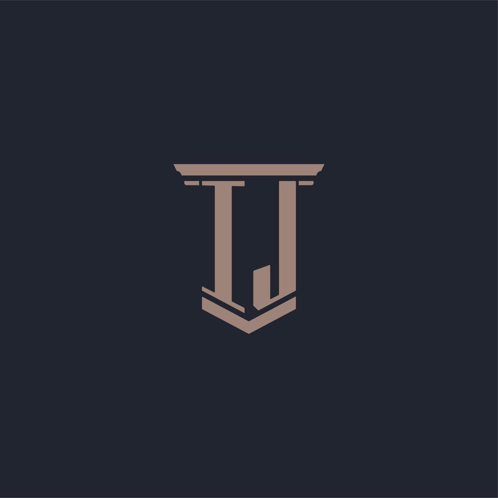 ij eerste monogram-logo met ontwerp in pilaarstijl vector