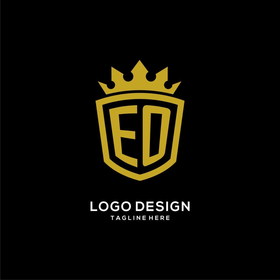 eerste eo-logo schildkroonstijl, luxe elegant monogram-logo-ontwerp vector