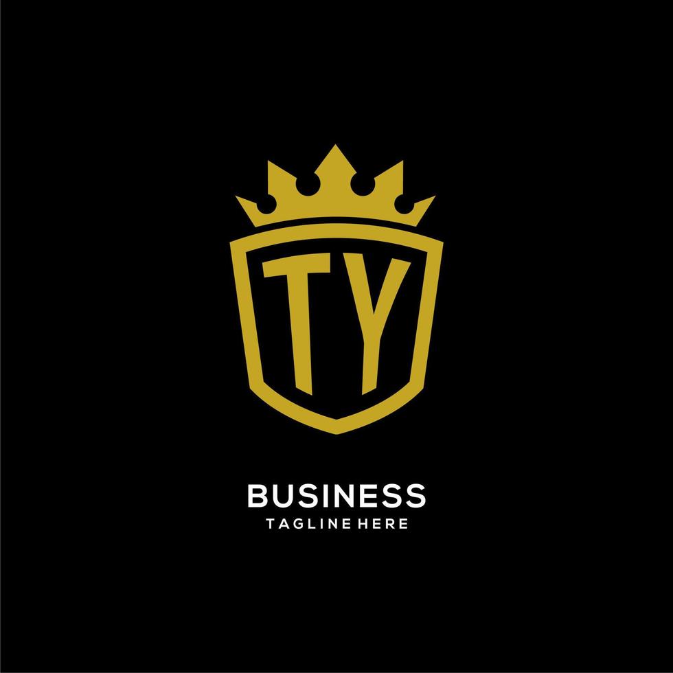 eerste ty-logo schildkroonstijl, luxe elegant monogram-logo-ontwerp vector