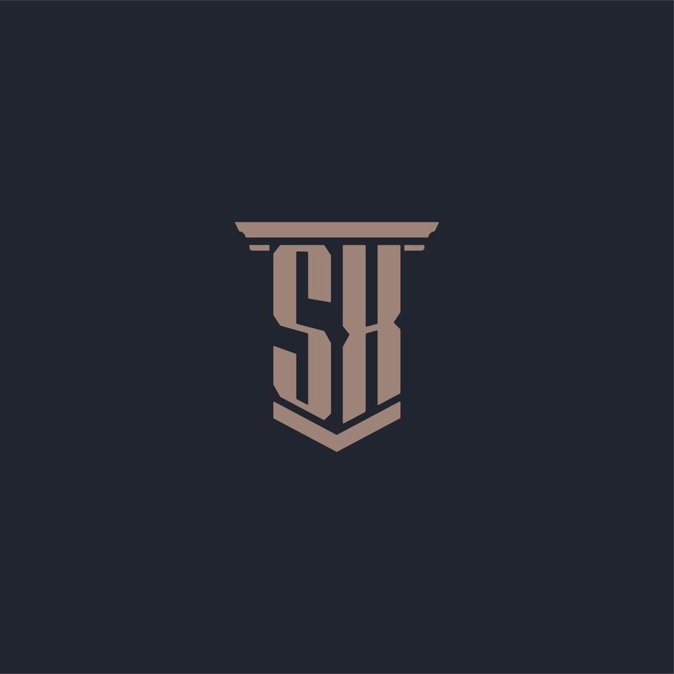 sx eerste monogram-logo met pilaarstijlontwerp vector