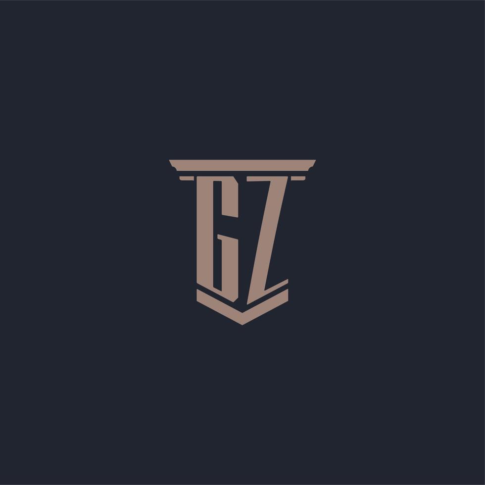 gz initieel monogram-logo met ontwerp in pilaarstijl vector