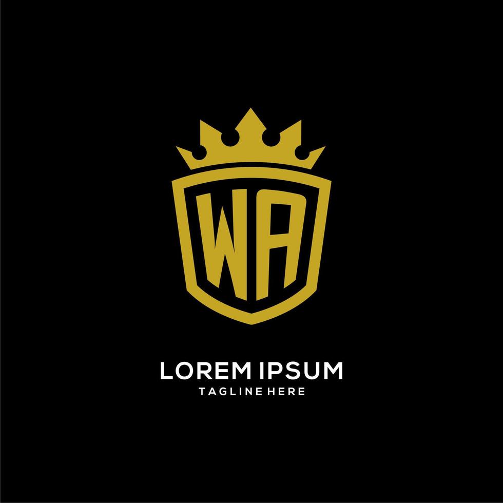 eerste wa-logo schild kroonstijl, luxe elegant monogram logo-ontwerp vector