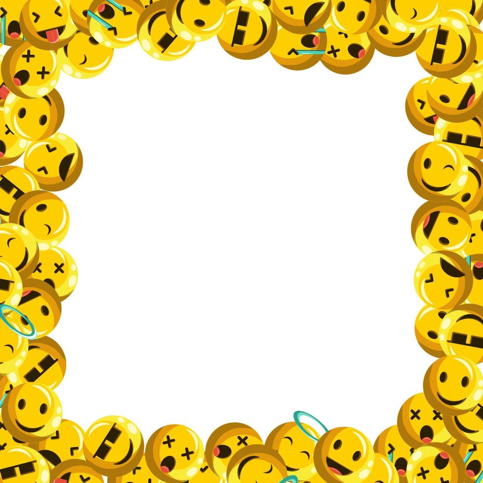 achtergrond frame patroon emoticon met veel uitdrukkingen vector