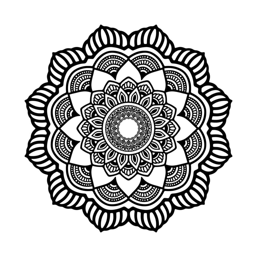 zwarte mandala voor ontwerp. mandala cirkelvormig patroonontwerp voor henna, mehndi, tatoeage, decoratie. decoratief ornament in etnische oosterse stijl. kleurboek pagina. vector