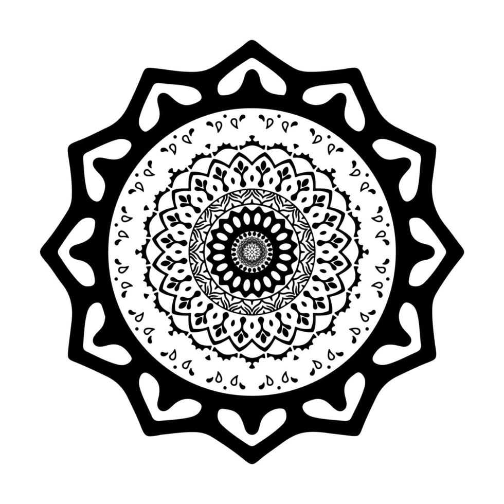 zwarte mandala voor ontwerp. mandala cirkelvormig patroonontwerp voor henna, mehndi, tatoeage, decoratie. decoratief ornament in etnische oosterse stijl. kleurboek pagina. vector