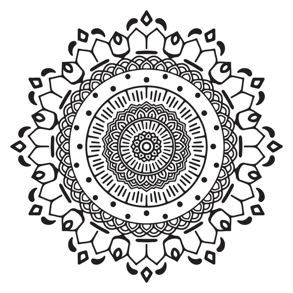 zwarte mandala voor ontwerp. mandala cirkelvormig patroonontwerp voor henna, mehndi, tatoeage, decoratie. decoratief ornament in etnische oosterse stijl. kleurboek pagina. vector