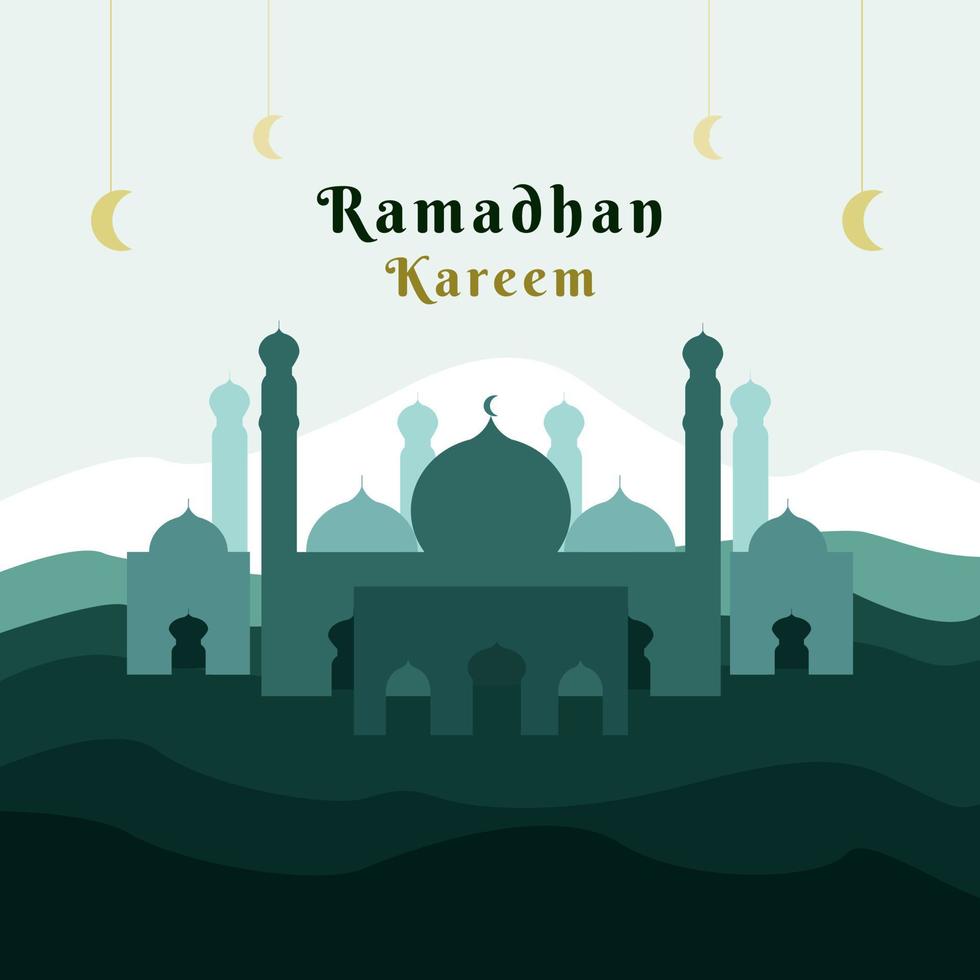 blauwe moskee achtergrond voor ramadan kareem vector