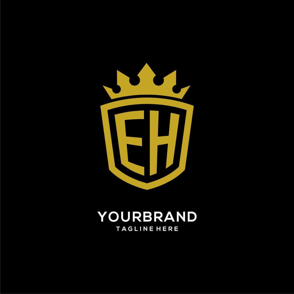 eerste eh logo schild kroon stijl, luxe elegant monogram logo ontwerp vector