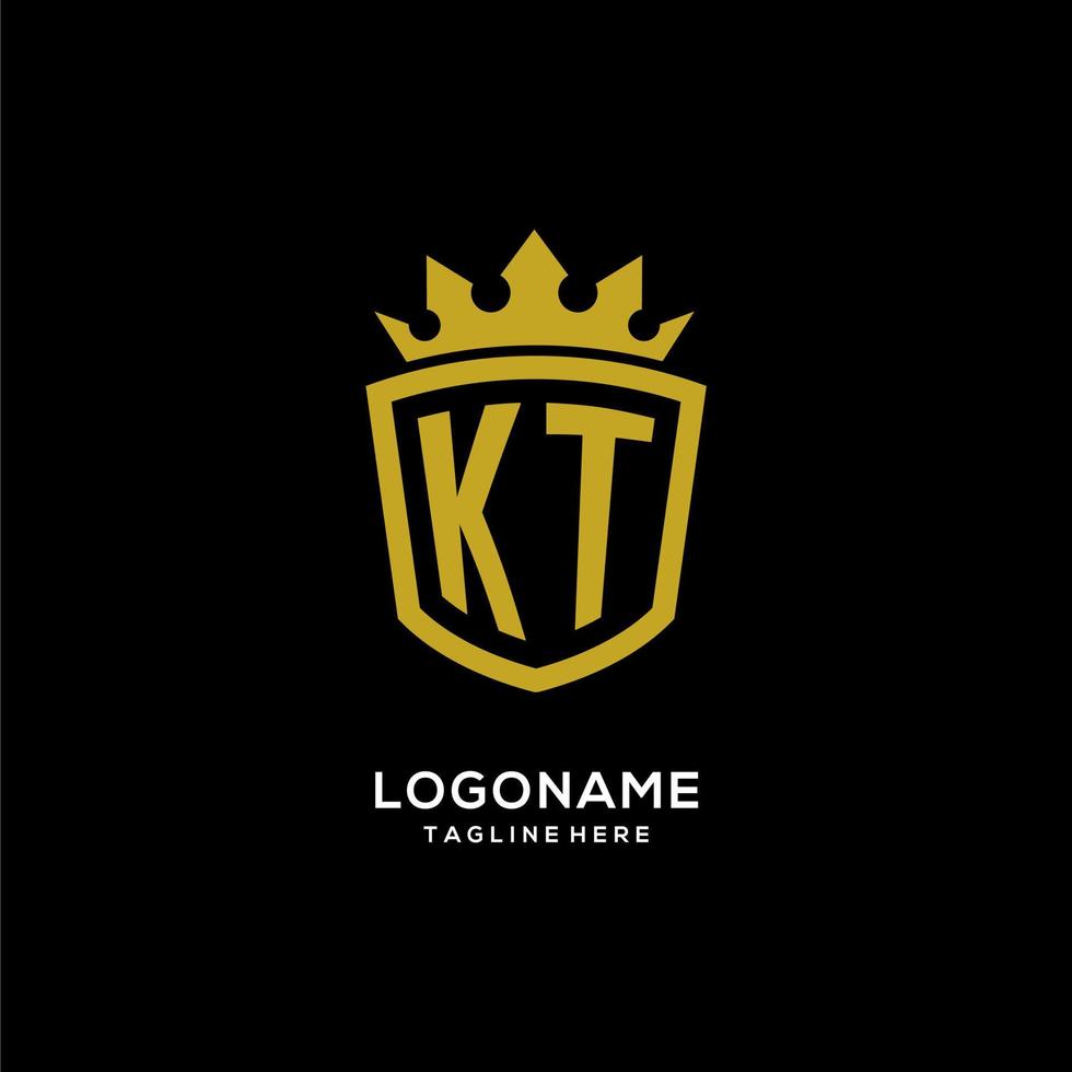 eerste kt-logo schild kroonstijl, luxe elegant monogram logo-ontwerp vector