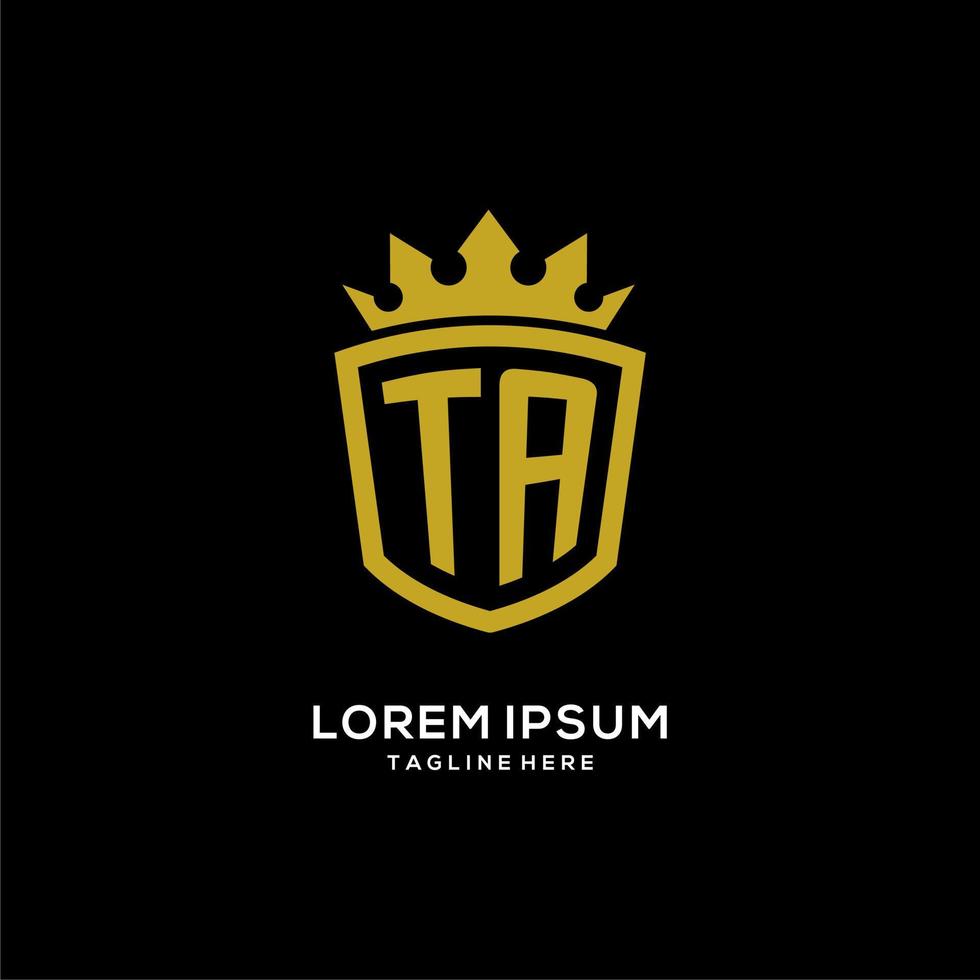 eerste ta-logo schild kroonstijl, luxe elegant monogram logo-ontwerp vector