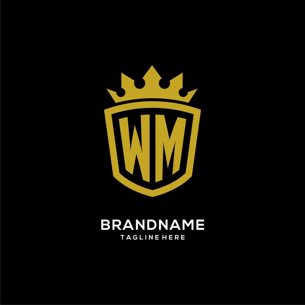 eerste wm logo schild kroon stijl, luxe elegant monogram logo ontwerp vector